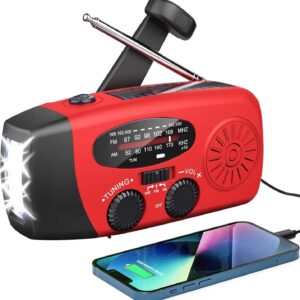 Notfall-Solarradio,Solarbaby Selbstbetriebenes Kurbelradio mit LED-Taschenlampe, SOS-Alarm,AM/FM Wetter Wind Up Radio mit 2000mAh Akku für Notladung
